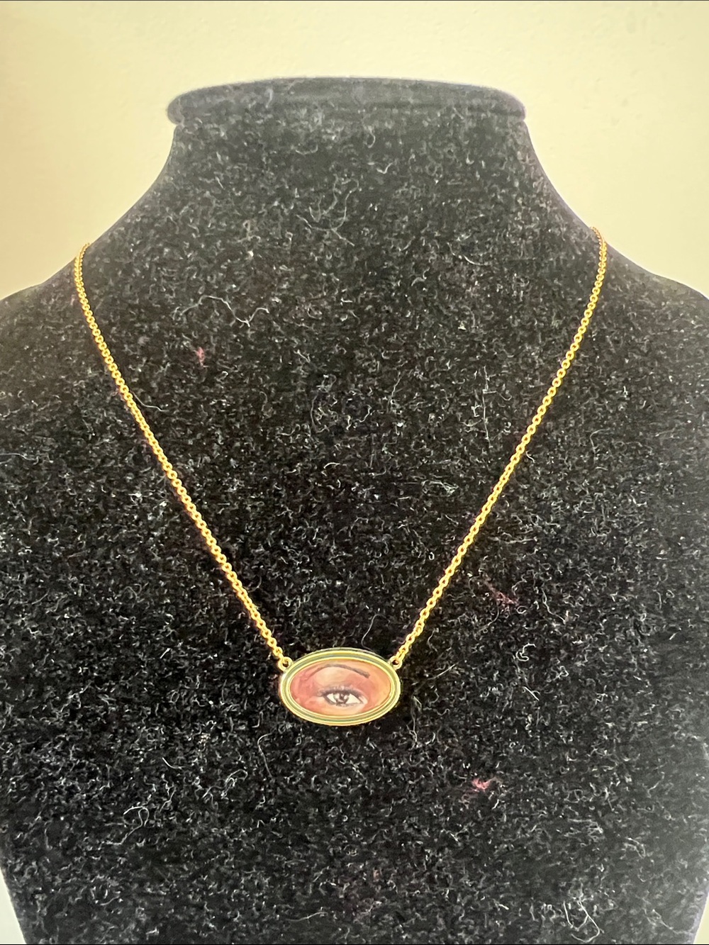 Alexis Bittar Gold-Tone Oval Eye Pendant Necklace with Pink Accent